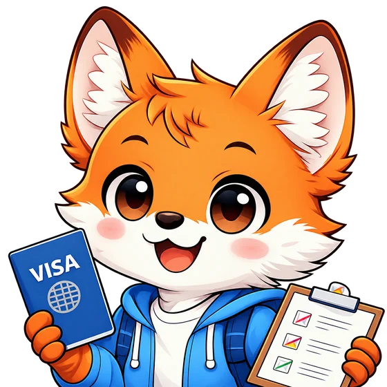 Matchy, the VisaMatch fox mascot, with a checklist